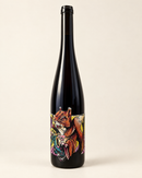 Mobylette 2023 wine bottle, front label, warm cream studio background